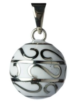 Bola De Grossesse Blanc Volutes Argentées